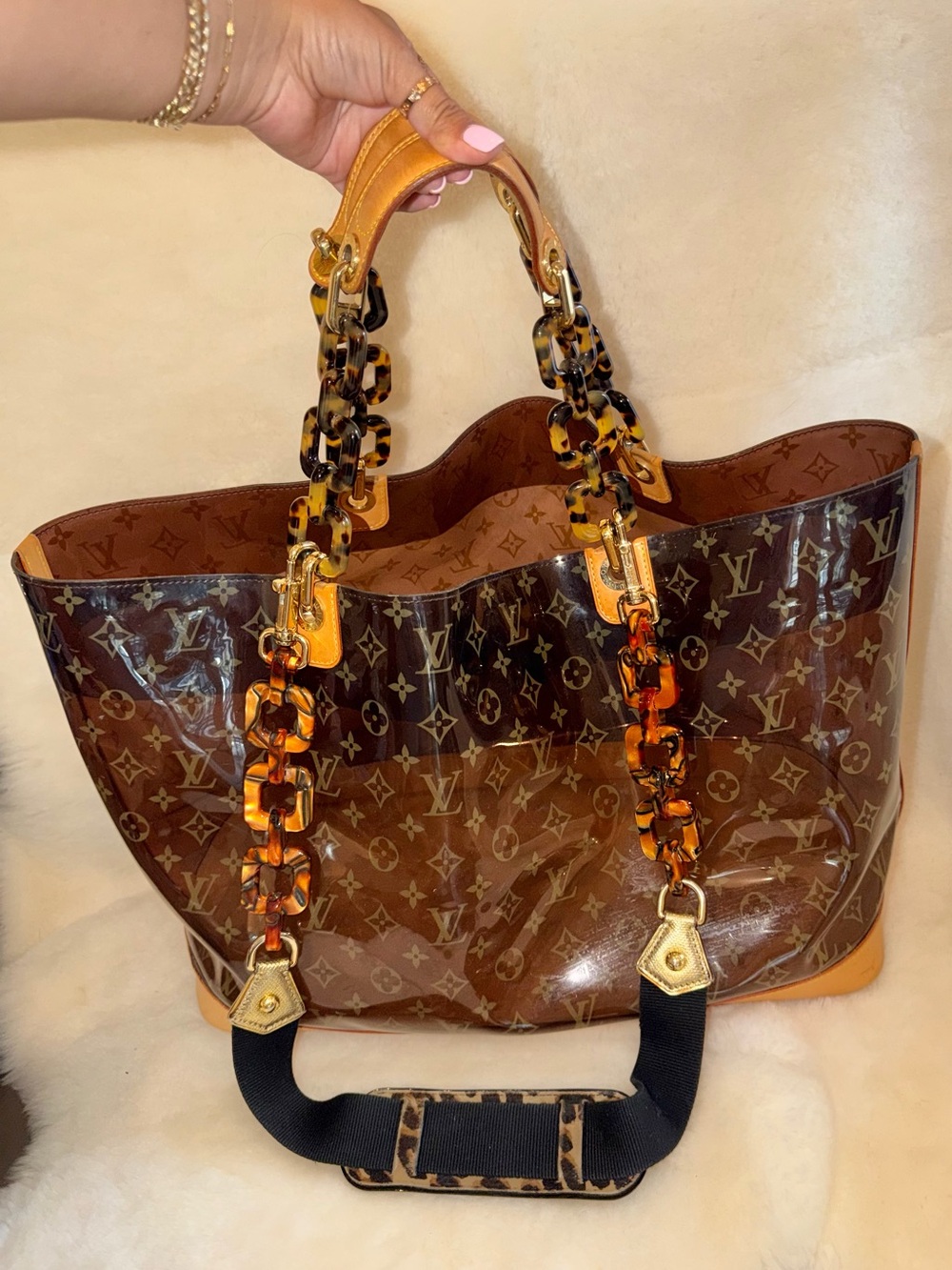 XL Louis Vuitton tote shoulder bag travel bag y2k LV monogram sac amber cavas gm